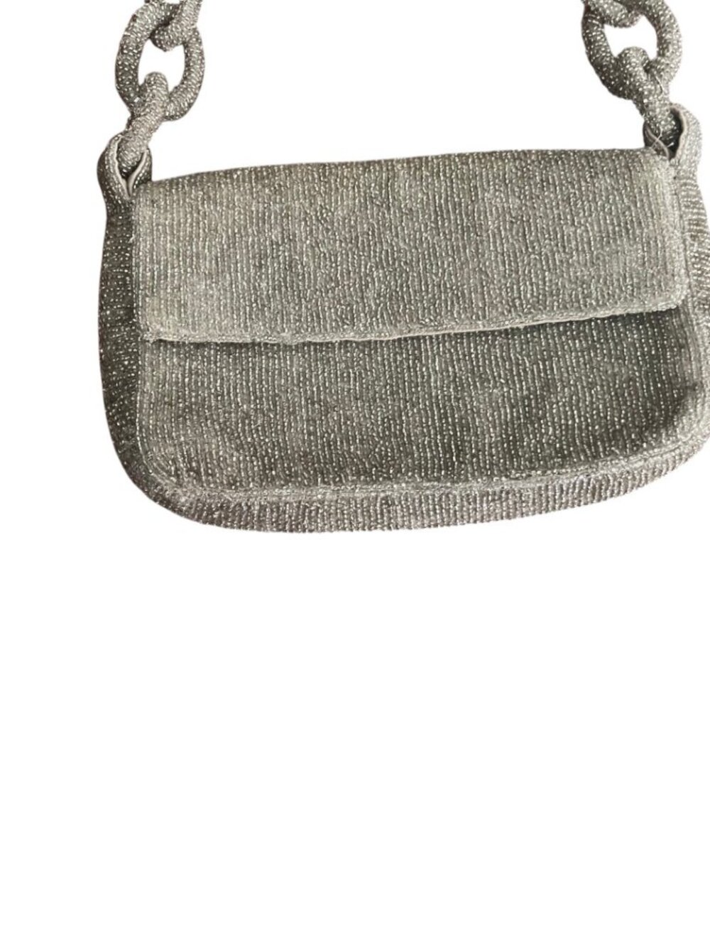 Anthropologie Silver Beaded Finoa Bag with Chan Link Handle - Picture 4 of 7